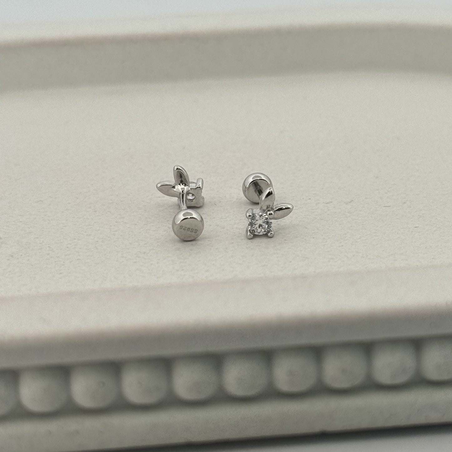 925 Silver Rabbit Stud Earrings With White American Diamond | Playful Minimal Daily Gifting Pick - image 2