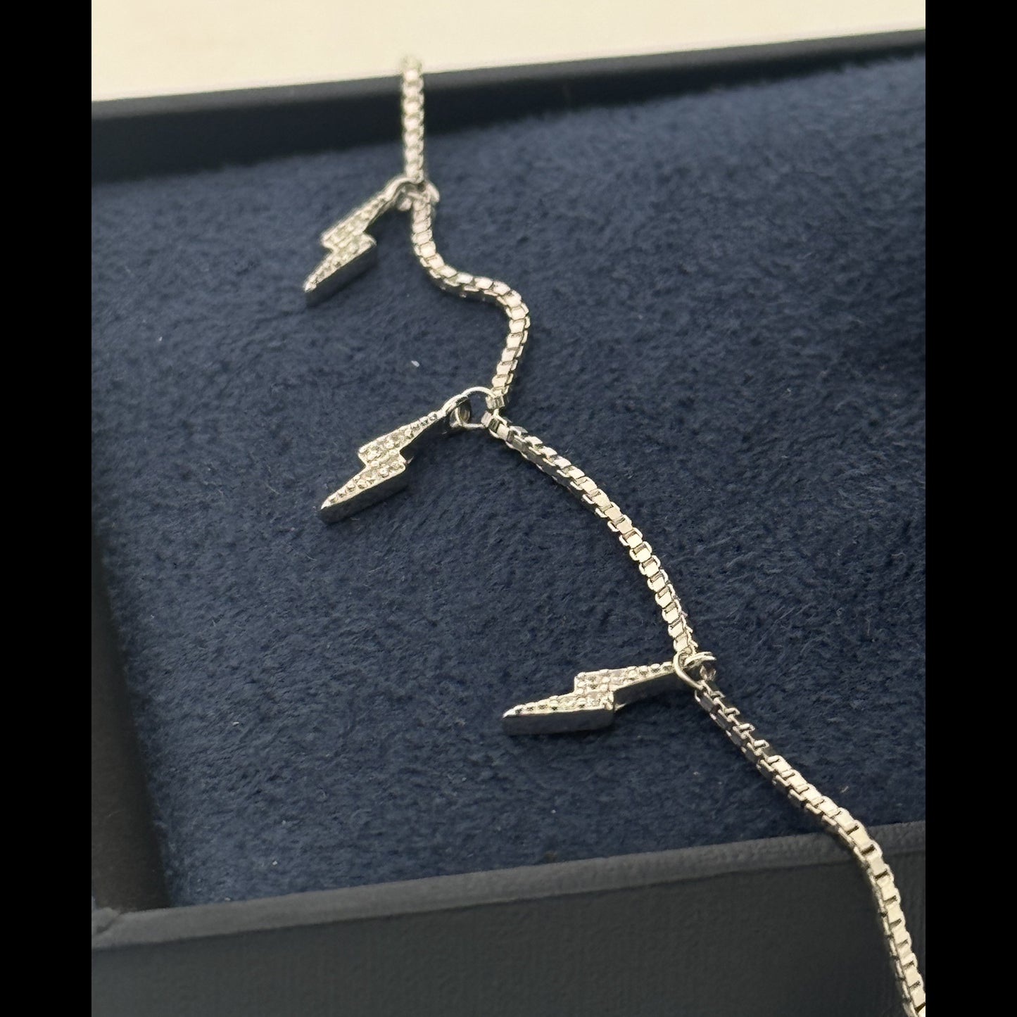 925 Silver Lightning Bolt Charm Bracelet With White AD Pavé | Electric Minimal Party Wear - image 2