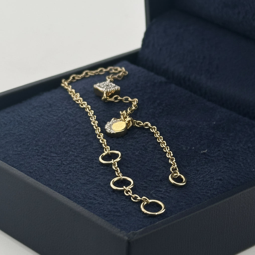 Gold-Plated 925 Silver Moon Charm Bracelet With White AD | Celestial Minimal Daily Gifting - image 2