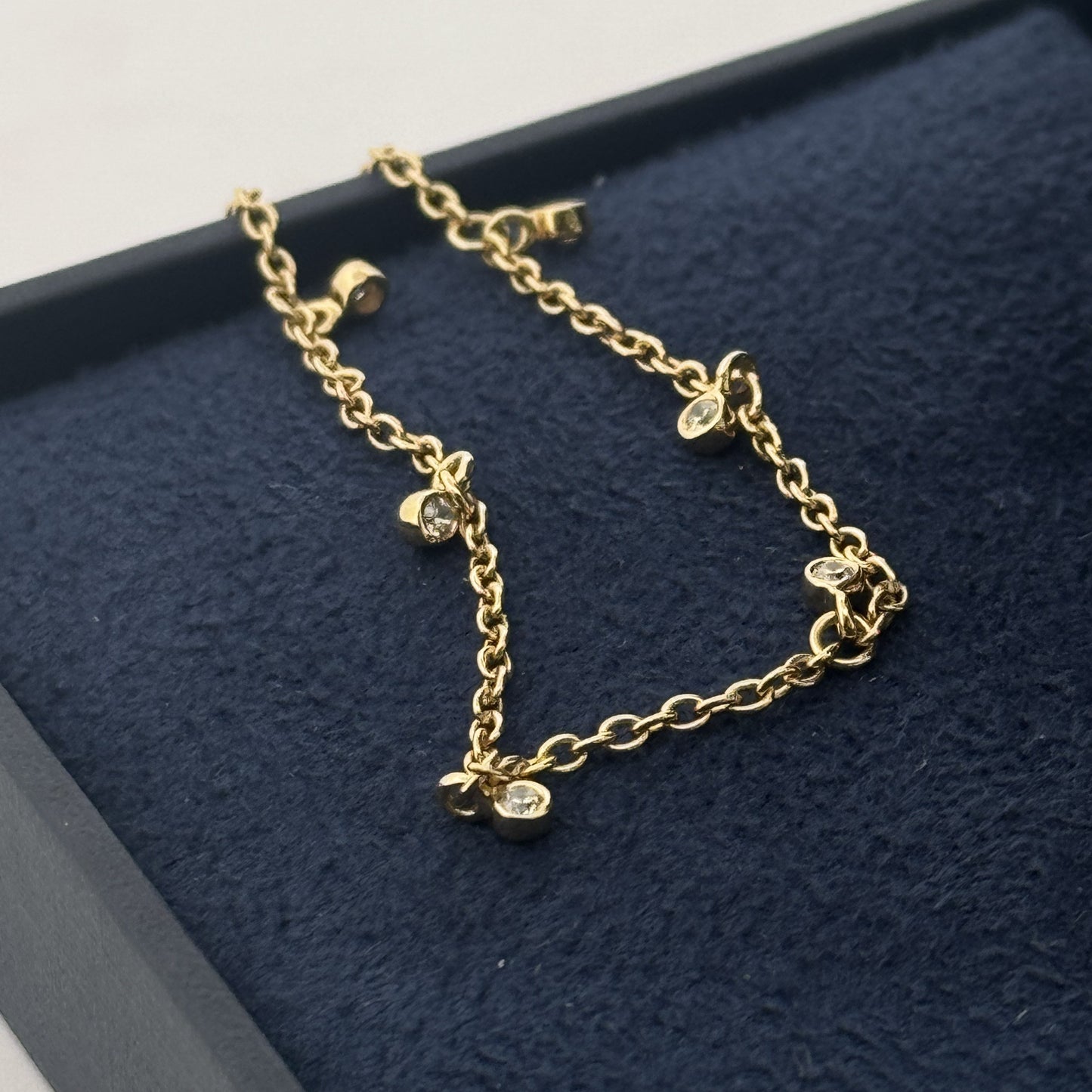 Gold-Plated 925 Silver Bracelet With Bezel White AD Charms | Subtle Celestial Daily Sparkle - image 1
