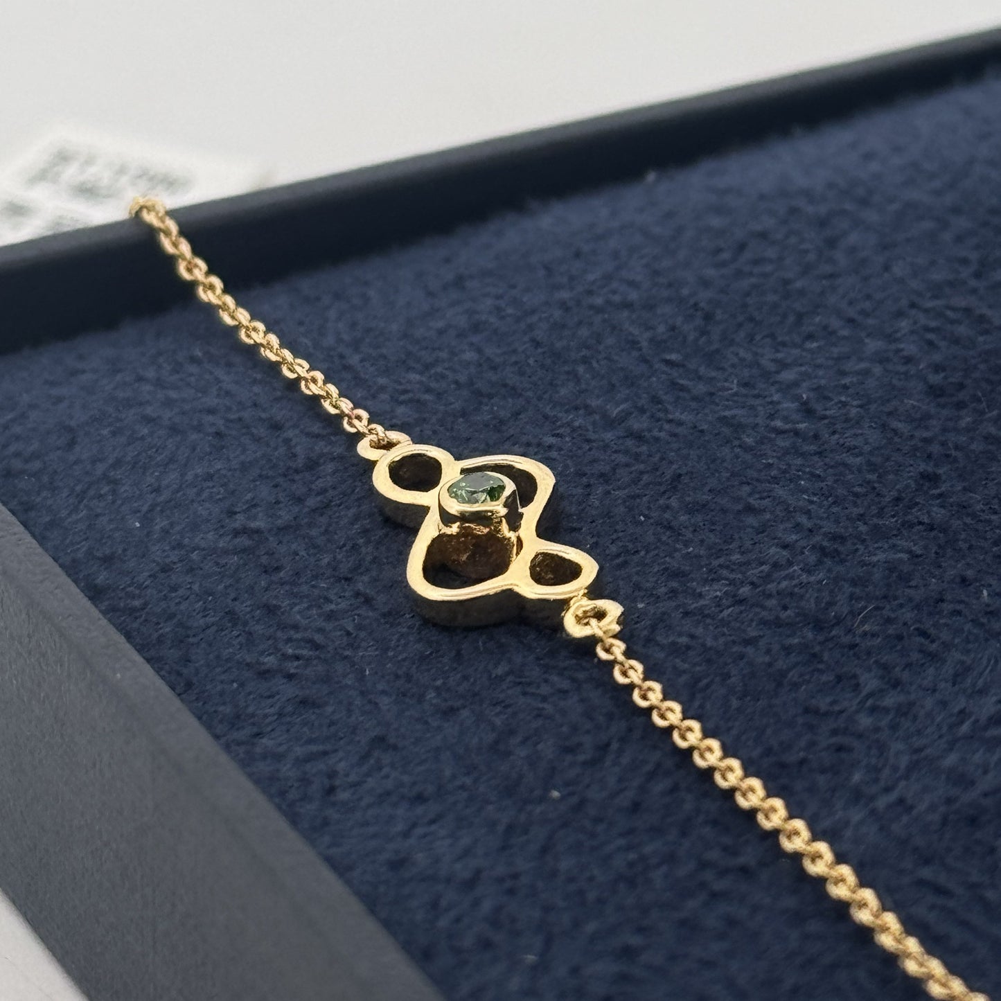 Gold-Plated 925 Silver Infinity Bracelet With Green AD Solitaire | Lush Modern Gifting Pick - image 1