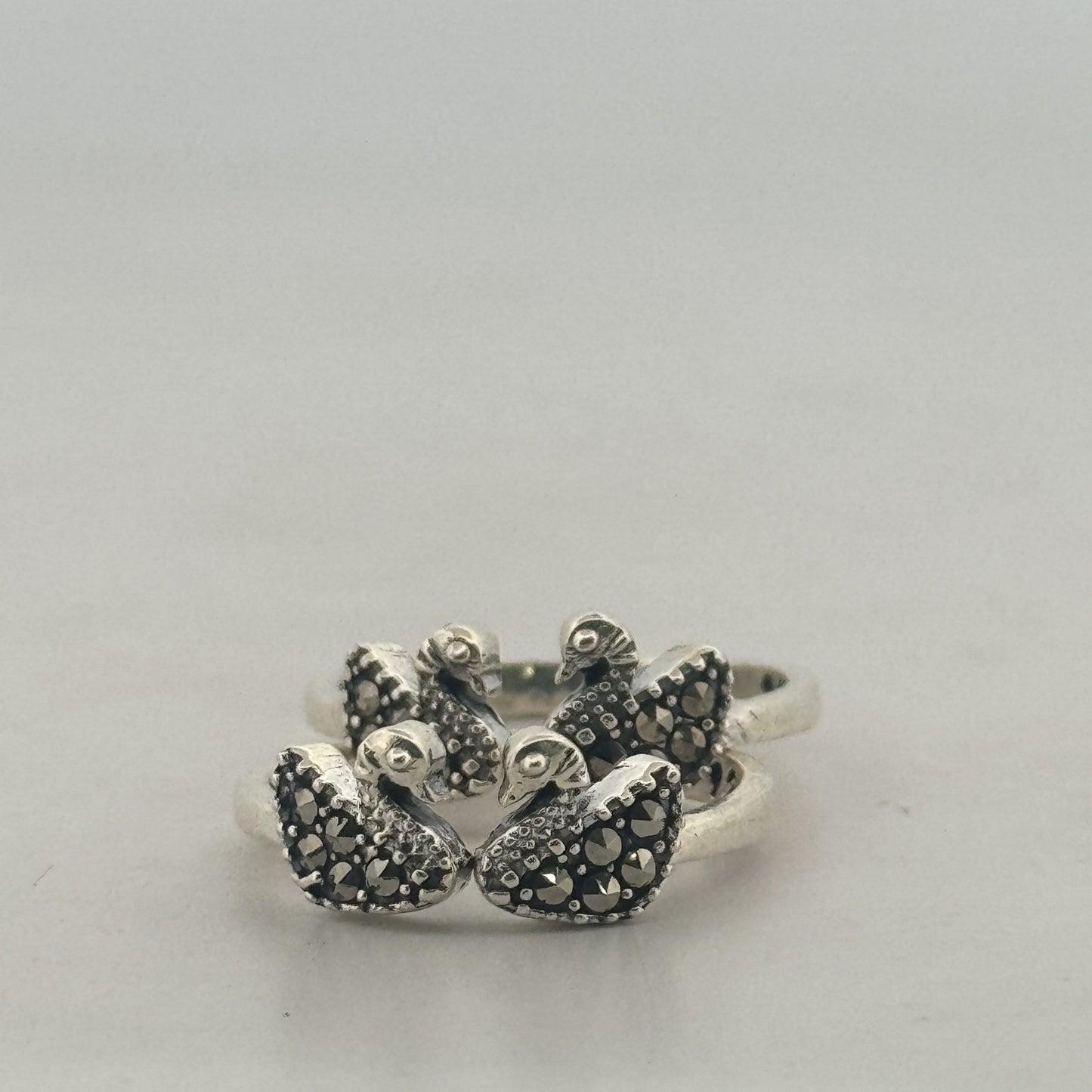Oxidised 925 Sterling Silver Swan Toe Ring With Pyrite
