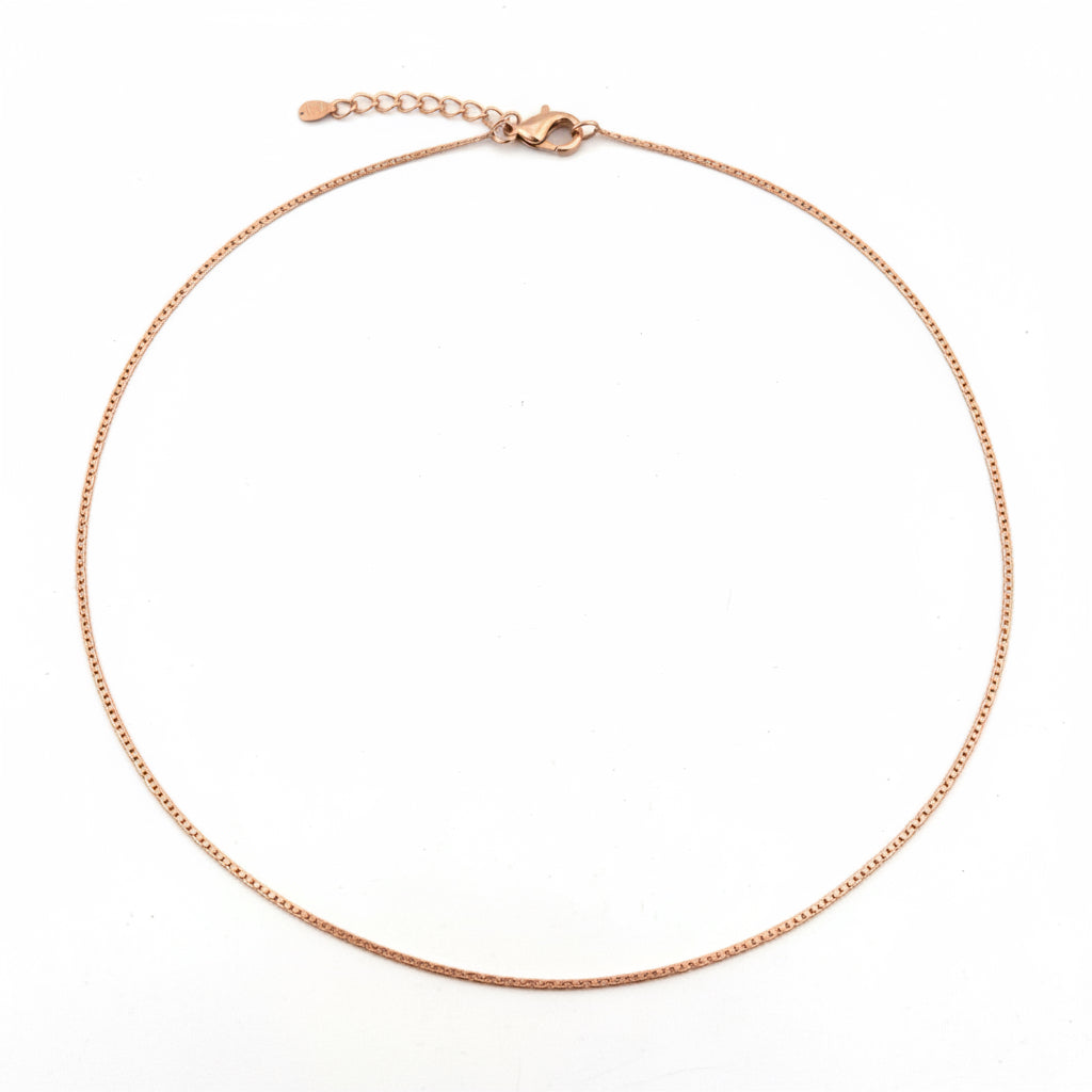 Rose-Tone 925 Sterling Silver Chain Anklet