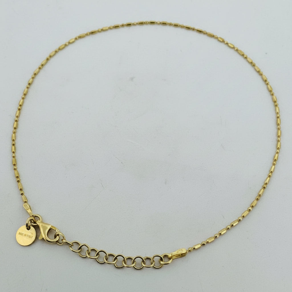 Gold-Plated Station Ball Chain Anklet In 925 Sterling Silver