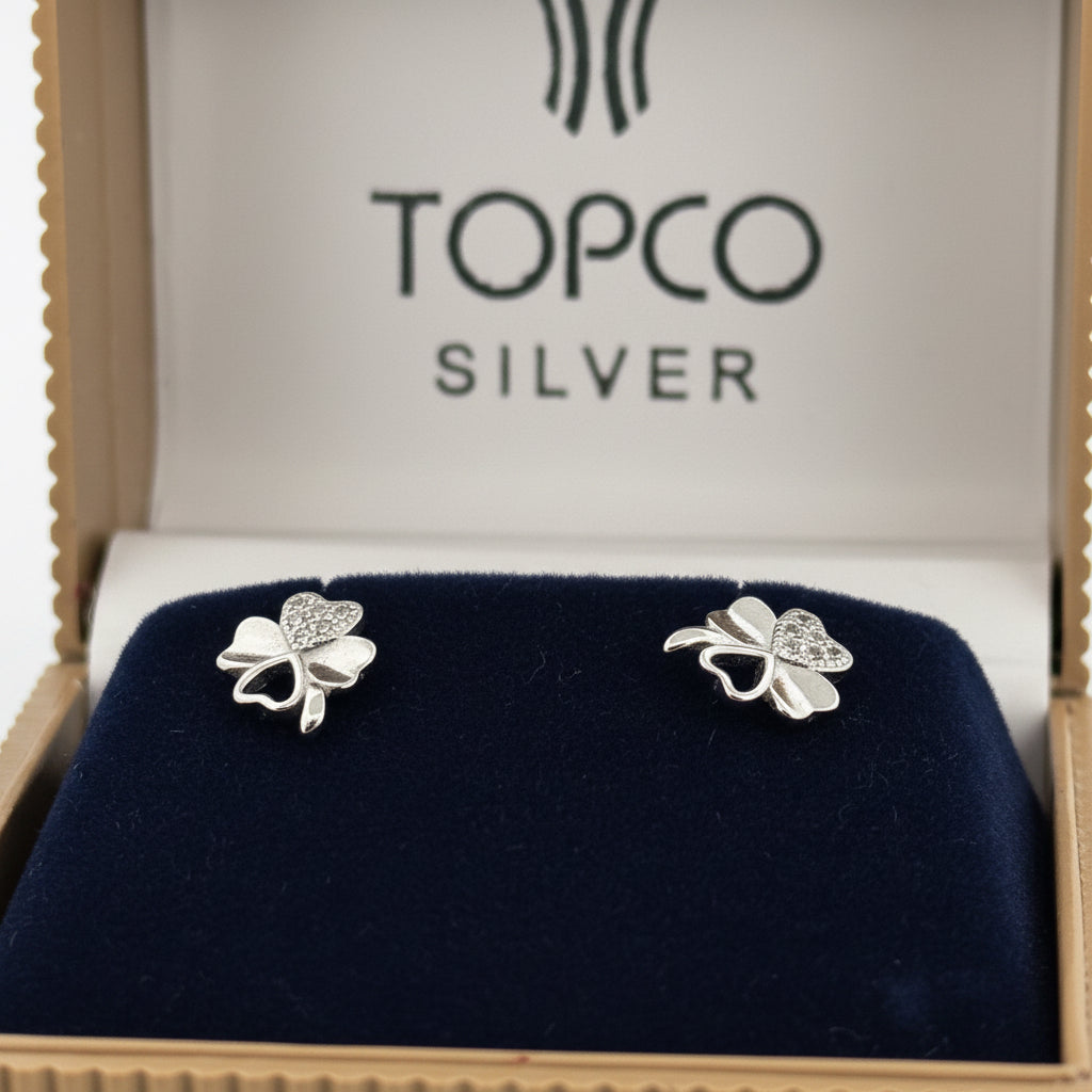 925 Sterling Silver Stud Earrings With White AD Stones