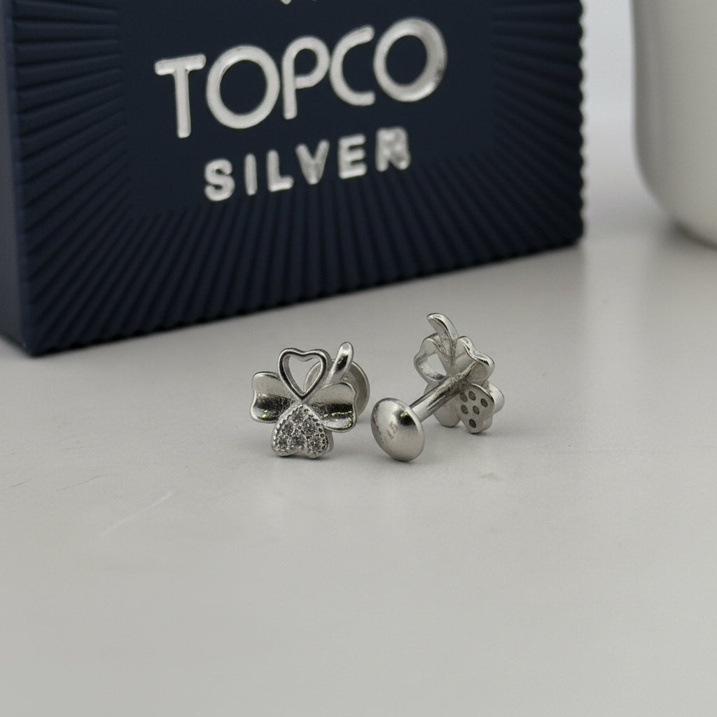 925 Sterling Silver Stud Earrings With White AD Stones