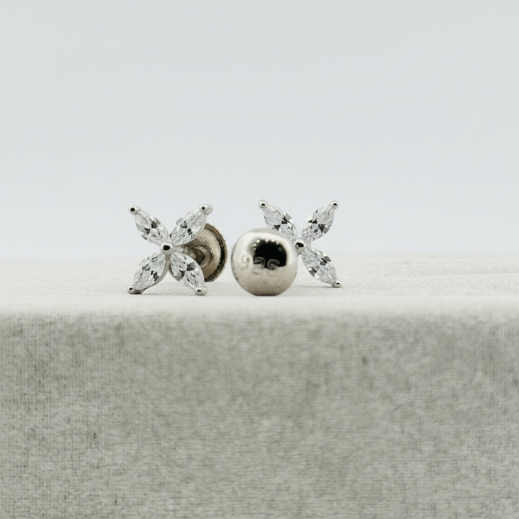 925 Sterling Silver Stud Earrings With White AD Stones