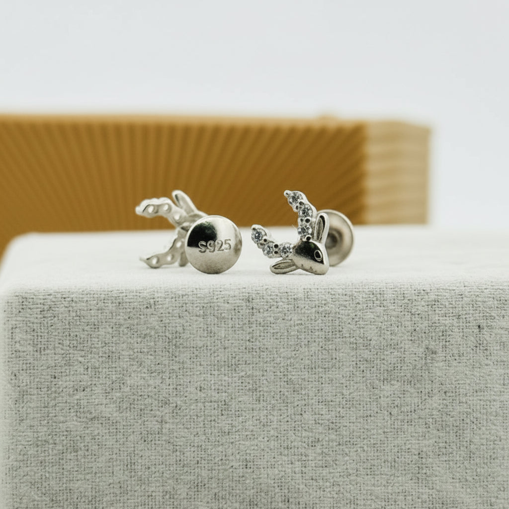 925 Sterling Silver Stud Earrings With White AD Stones