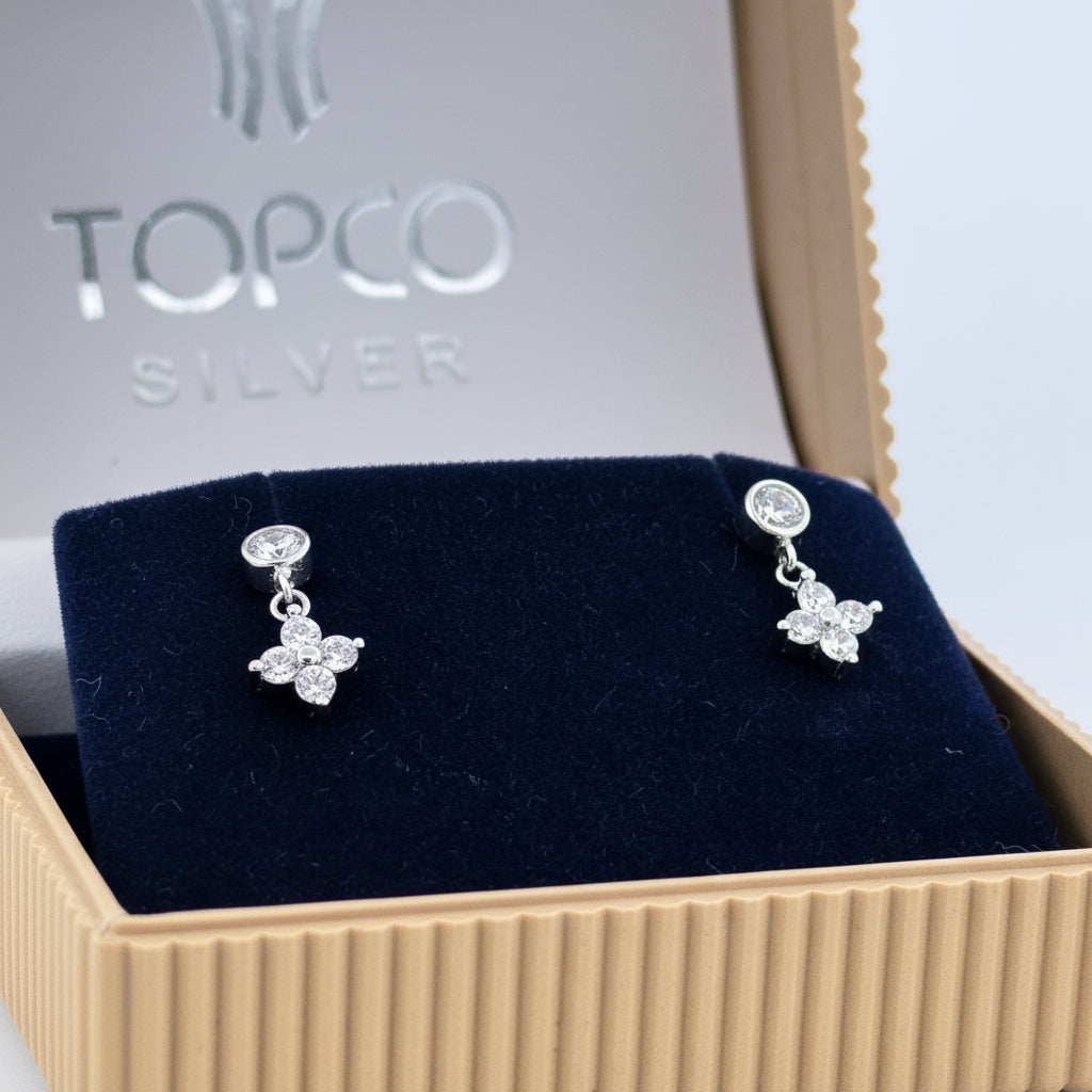 925 Sterling Silver Stud Earrings With White AD Stones