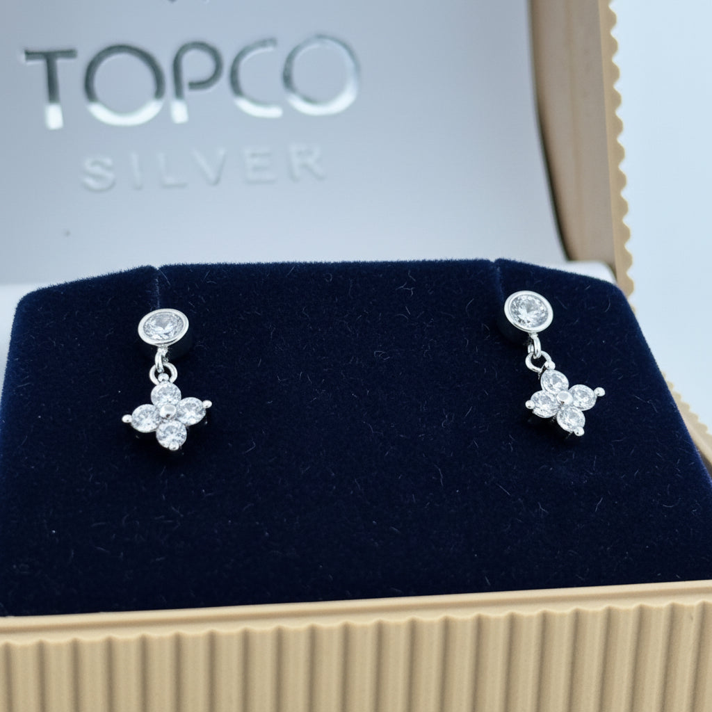 925 Sterling Silver Stud Earrings With White AD Stones