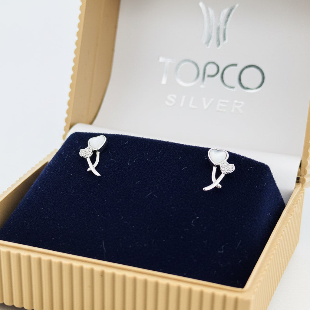 925 Sterling Silver Stud Earrings With White AD Stones