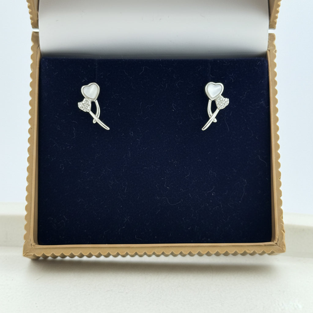 925 Sterling Silver Stud Earrings With White AD Stones