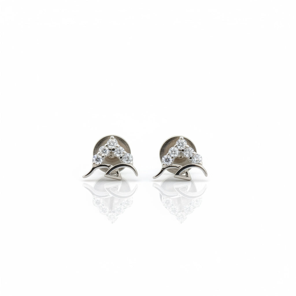 925 Sterling Silver Stud Earrings With White AD Stones