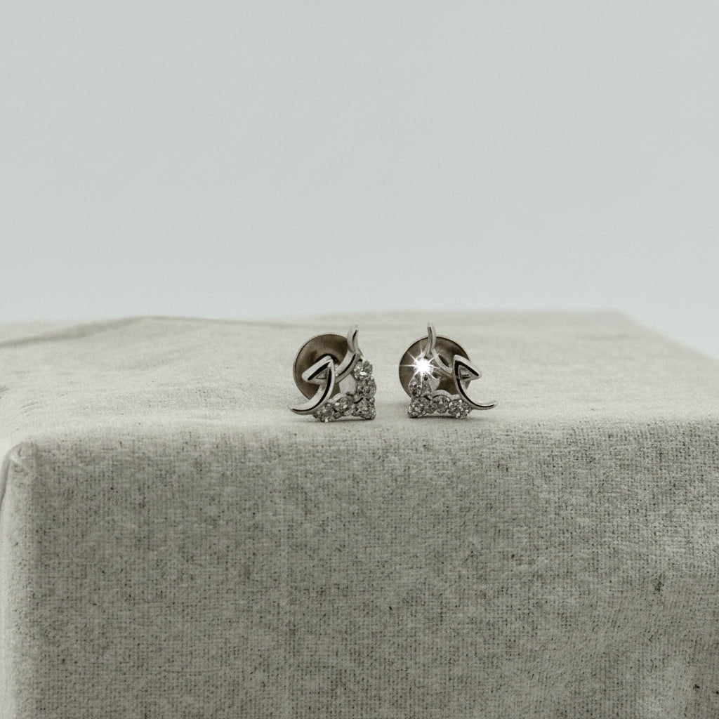 925 Sterling Silver Stud Earrings With White AD Stones