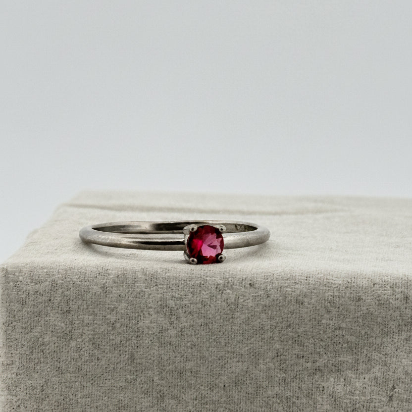 Pink AD Solitaire 925 Silver Ring