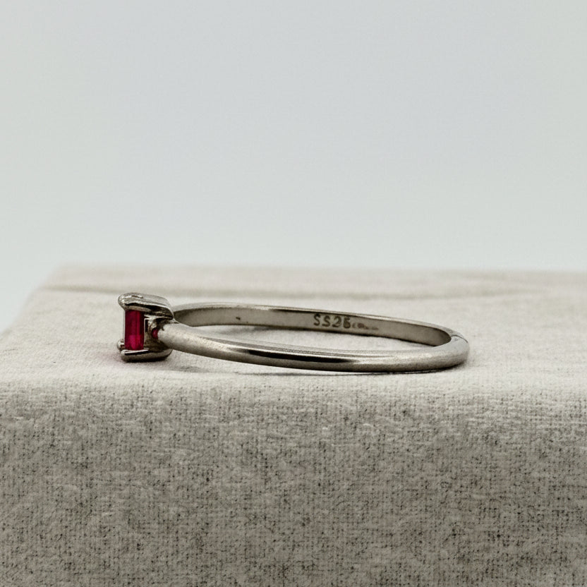 Pink AD Solitaire 925 Silver Ring