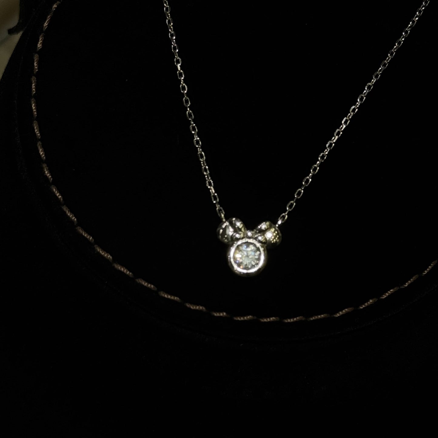 White AD Stone 925 Silver Charm Pendant Necklace