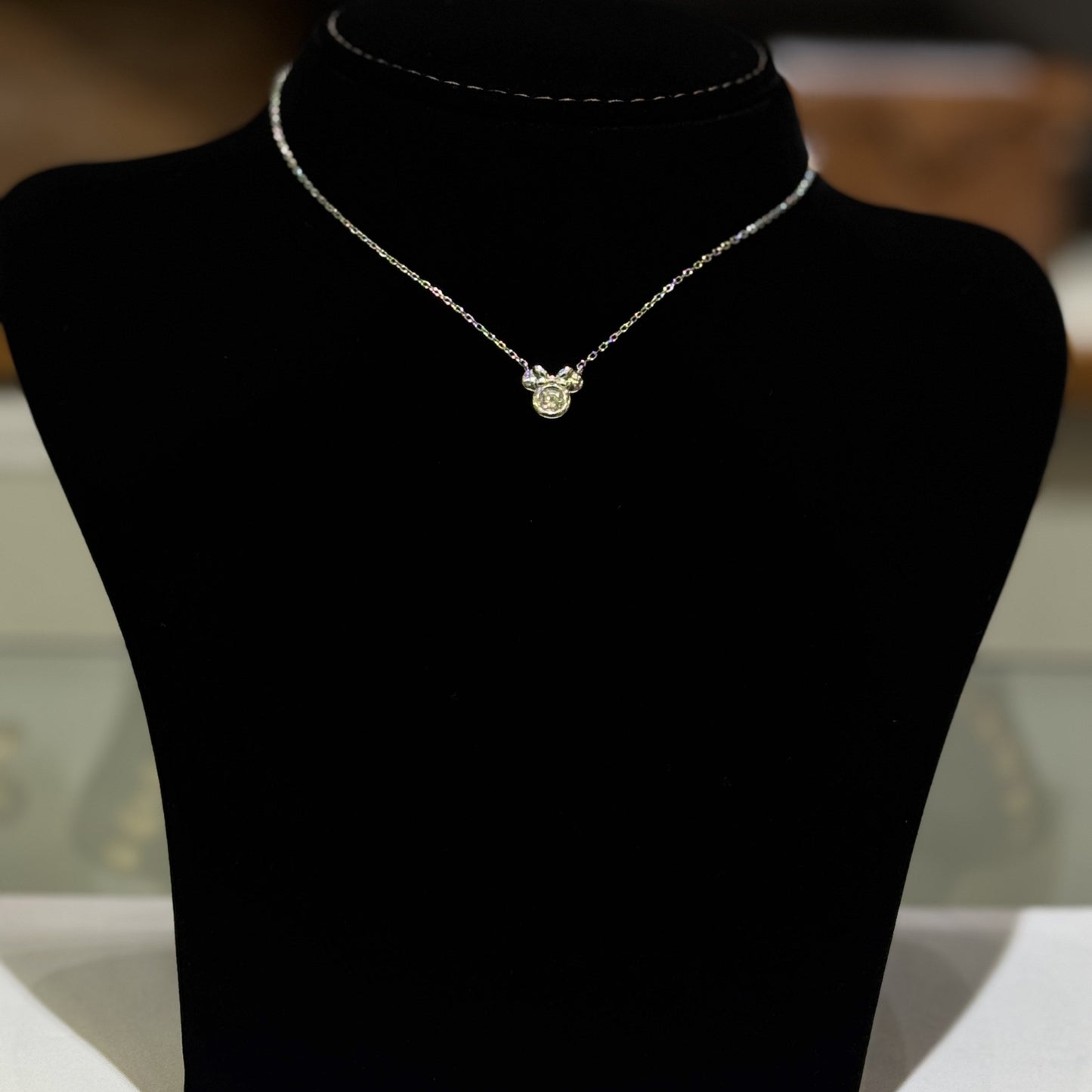 White AD Stone 925 Silver Charm Pendant Necklace