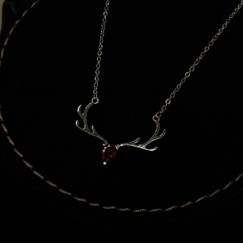 Red AD Stone 925 Silver Pendant Necklace