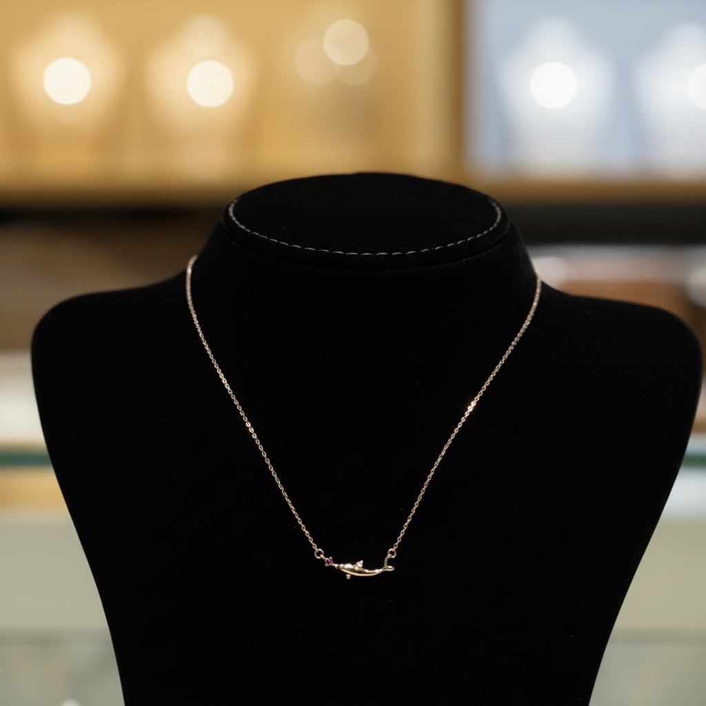 Pink Crystal Whale 925 Silver Pendant Necklace