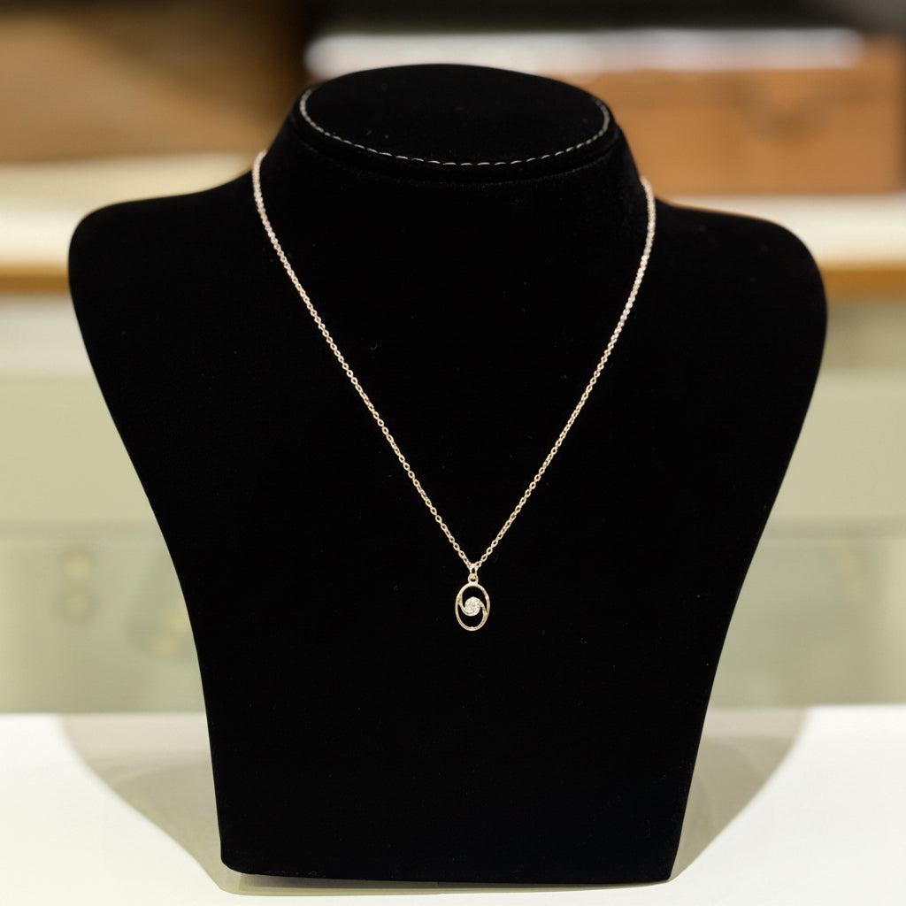 White AD Stone 925 Silver Pendant Necklace