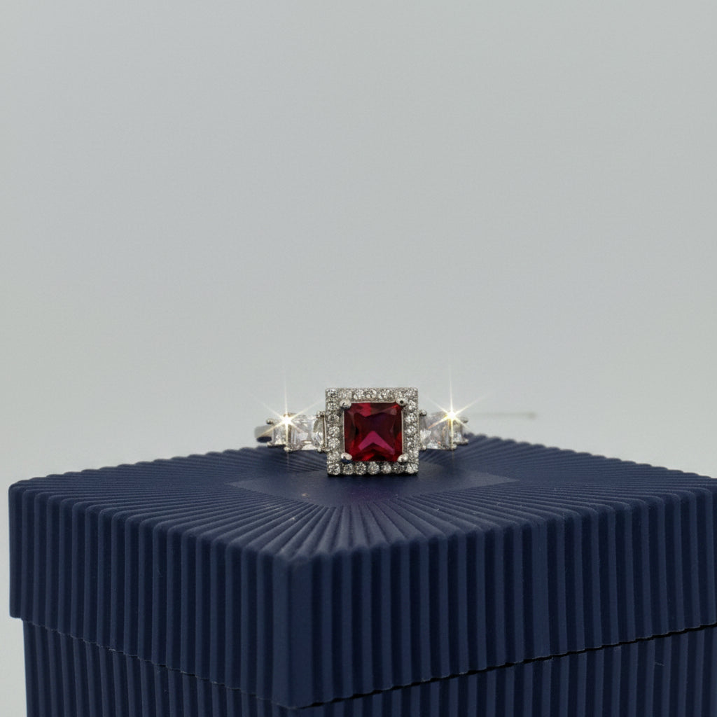 Elegant Pink & Red AD Stone Ring