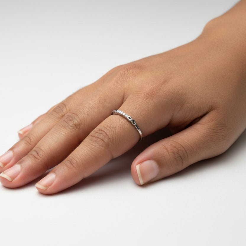 Rings - 925 Sterling Silver White AD Stone Italian Women's Infinity Ring - Topco Silver