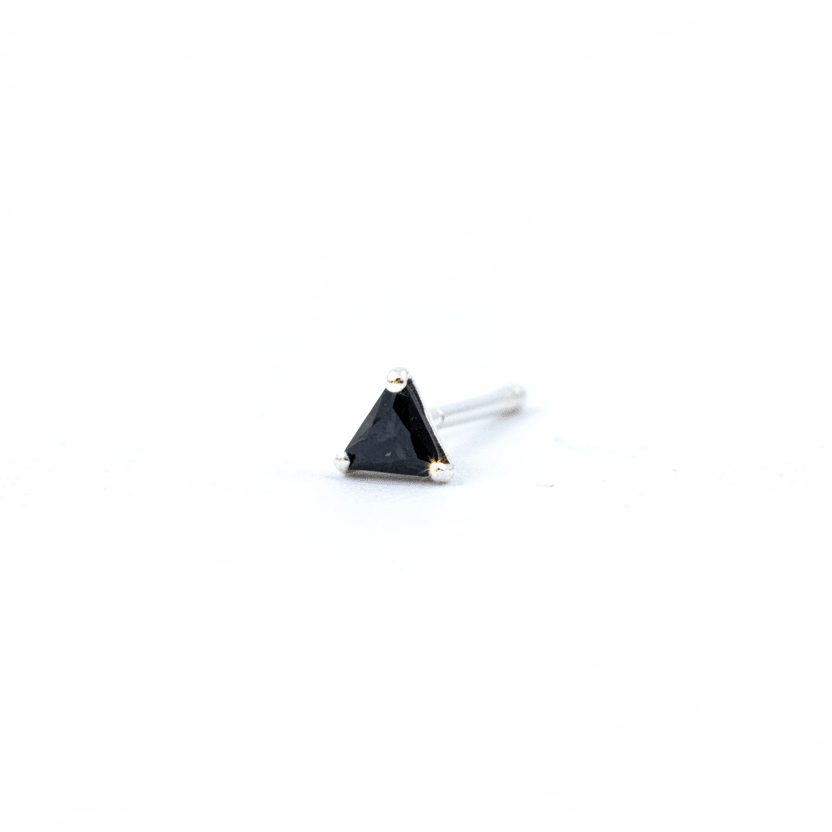 Nose Pin - Black AD Stone Nose Pin | 925 Sterling Silver Single Stone Nose Stud - Topco Silver