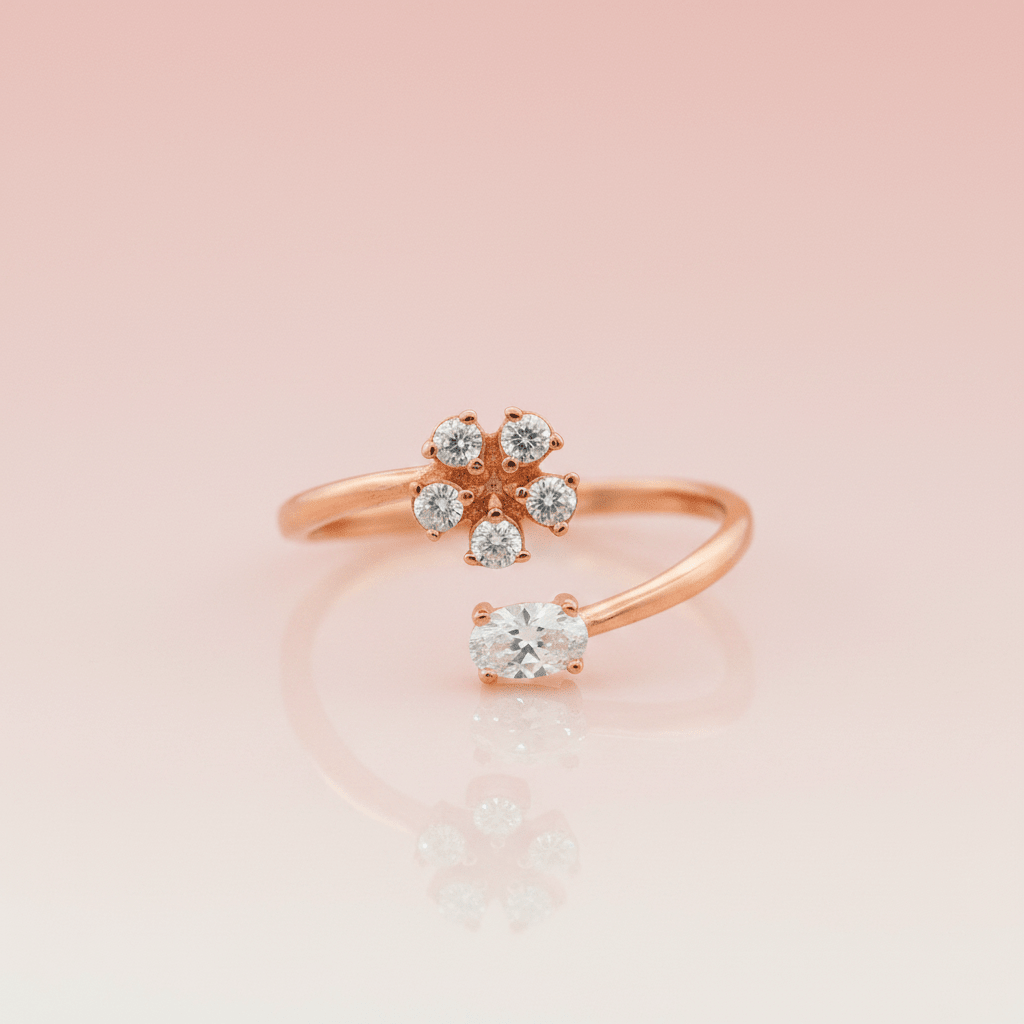 Enhanced rose gold ring on blush background