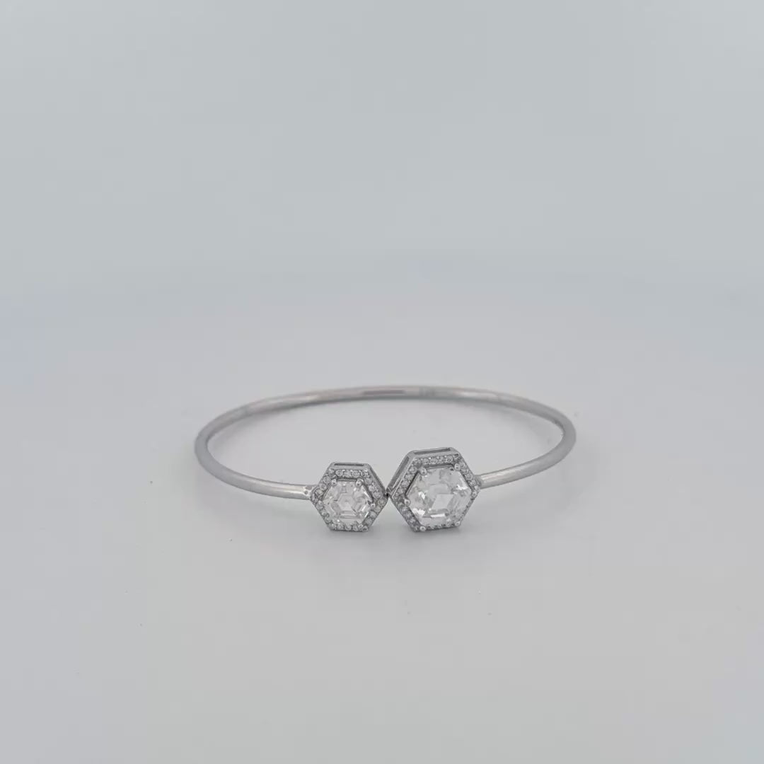 Twist Into Elegance – 925 Rhodium Silver AD Stone Bangle