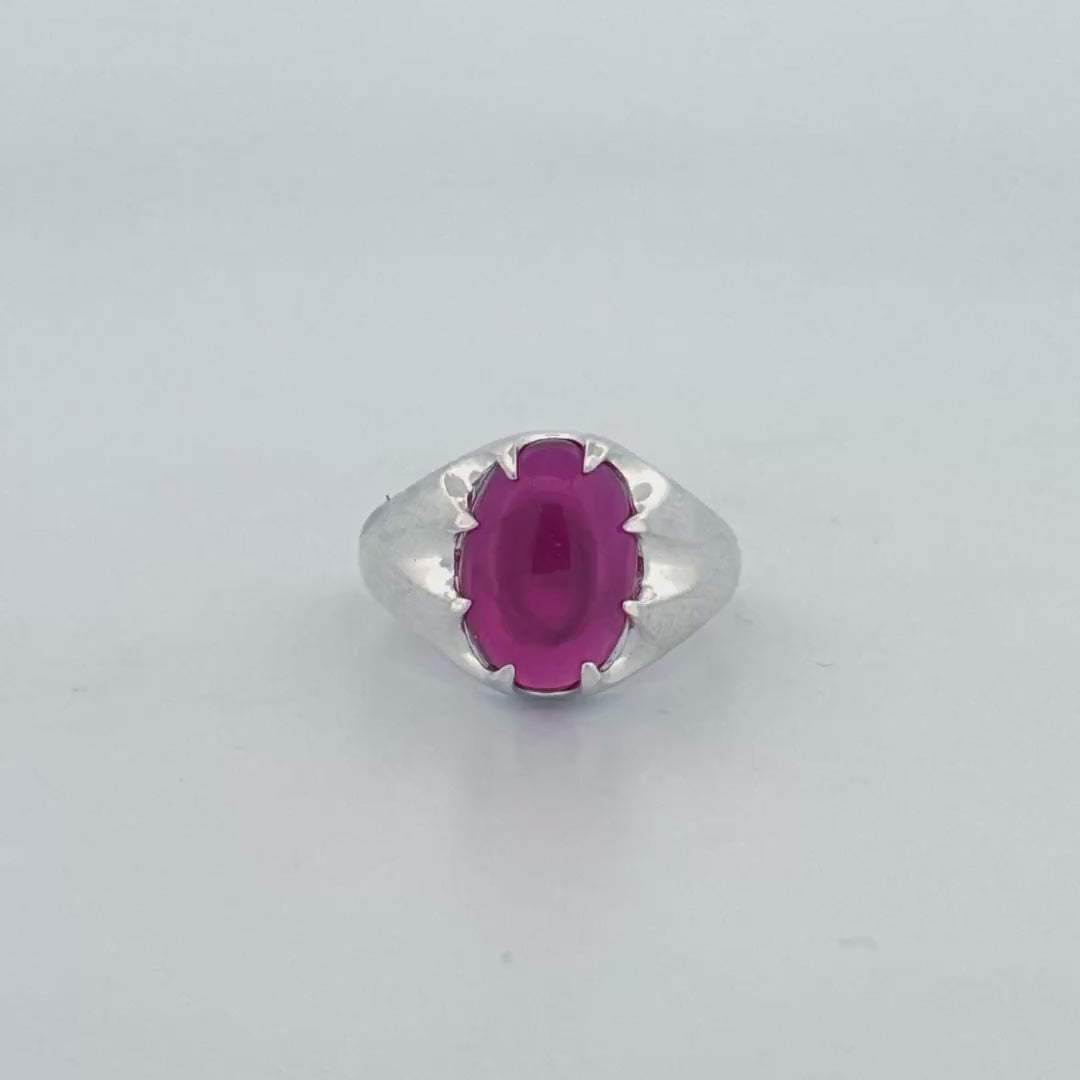 Ruby Stone Silver Ring for Men – Classic 925 Yaqoot Single Stone Design