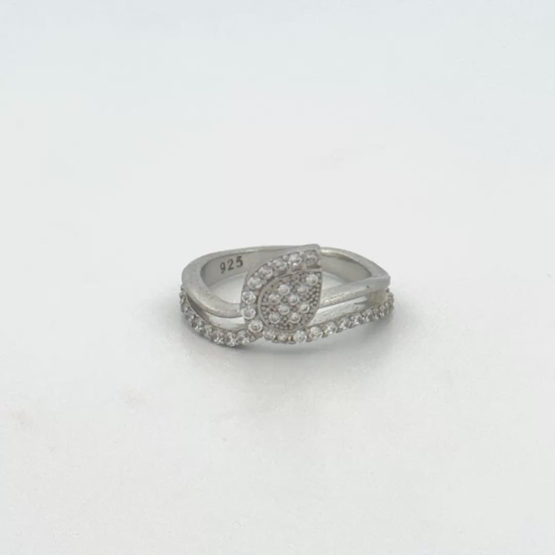 Modern Silver and Stone Ring | 925 Silver Ring with White AD Stones