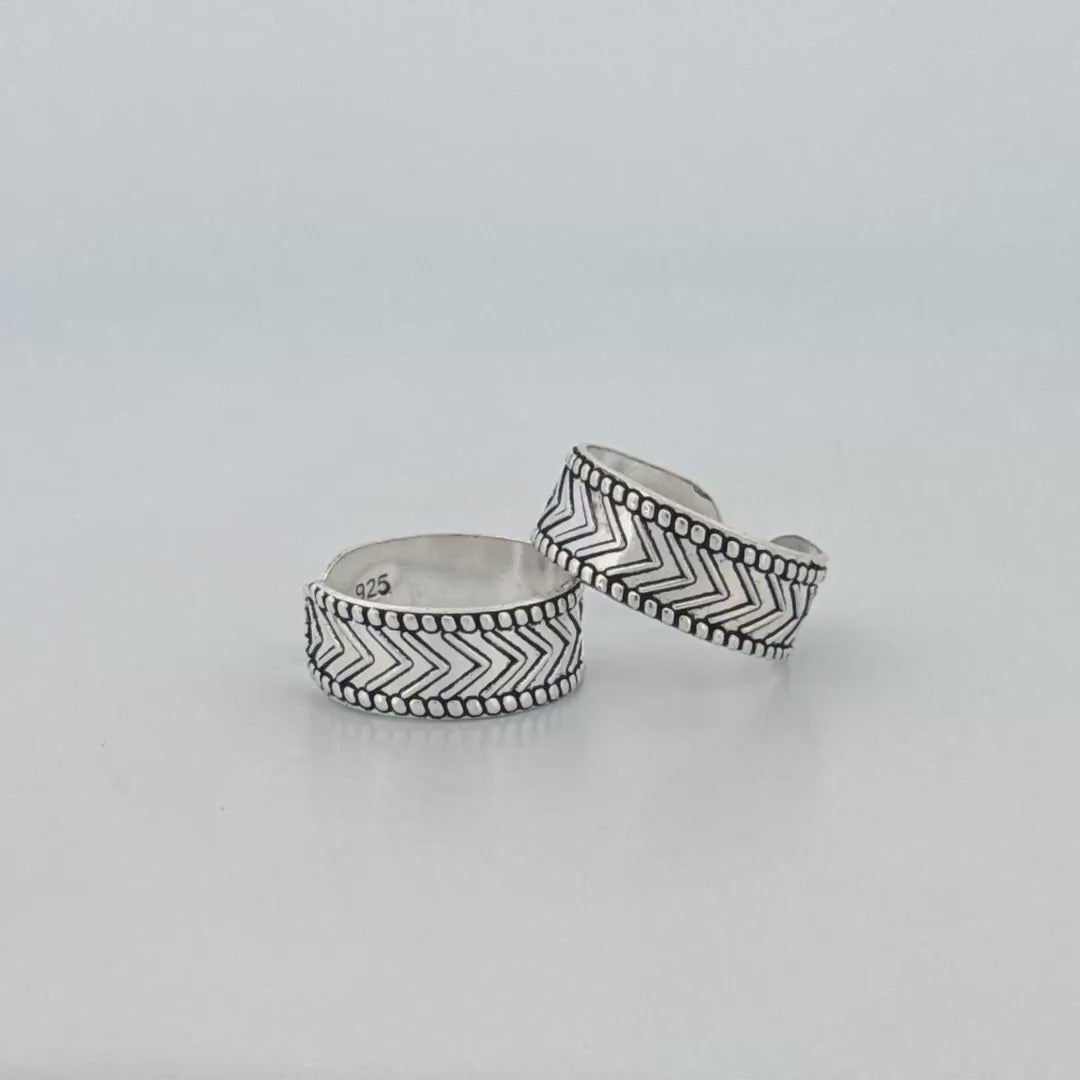 Adjustable Toe Ring set – Oxidised 925 Sterling Silver Traditional Minji