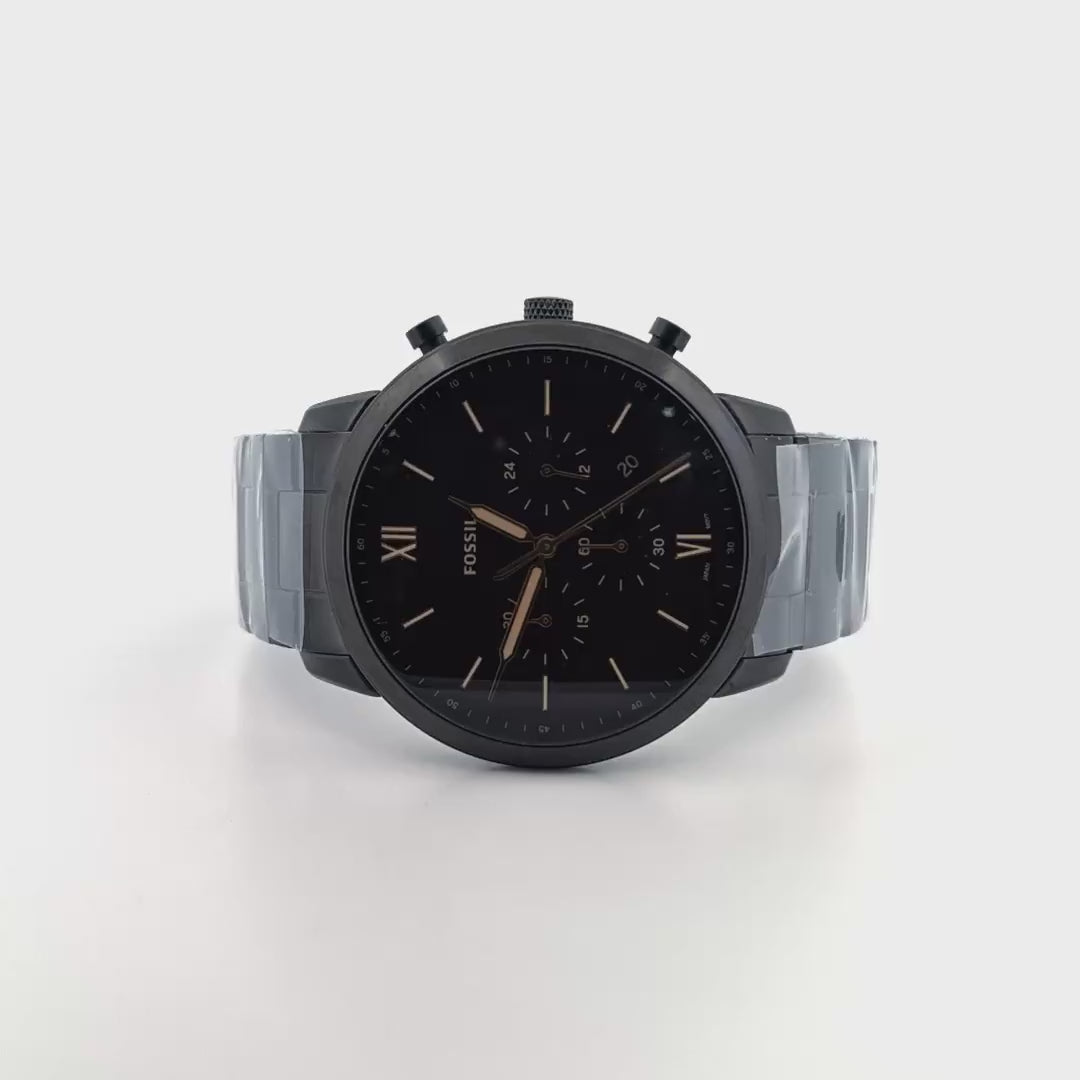 Fossil Men's Neutra Stainless Steel Quartz Chronograph Watch | Black Ion Plated with Rose Gold Accents