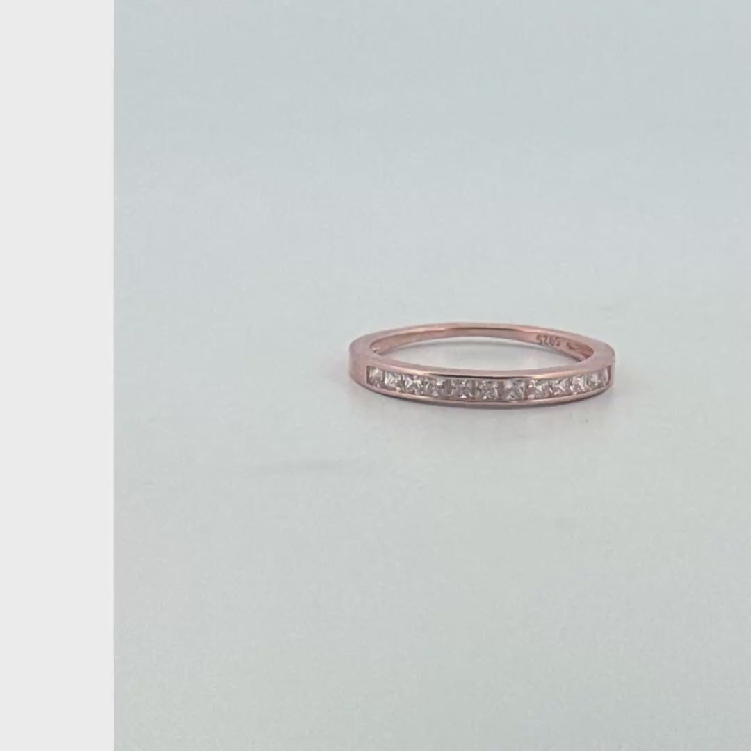 Sterling Silver Eternity Ring | Perfect Rose Silver Stackable and White AD Stone Ring