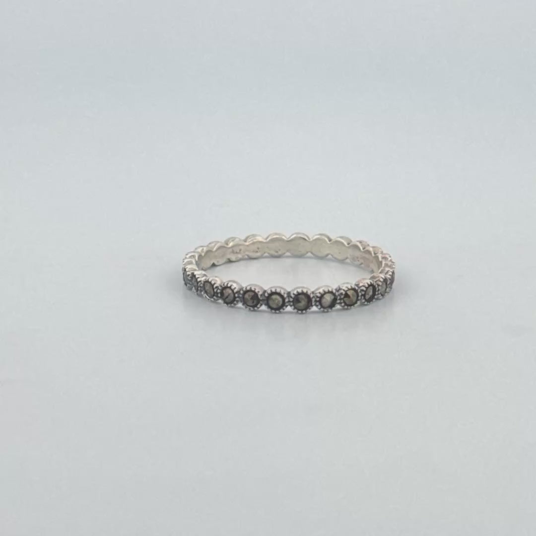 Handcrafted Pyrite Stone Ring | Antique Oxidised Silver Ring for Women