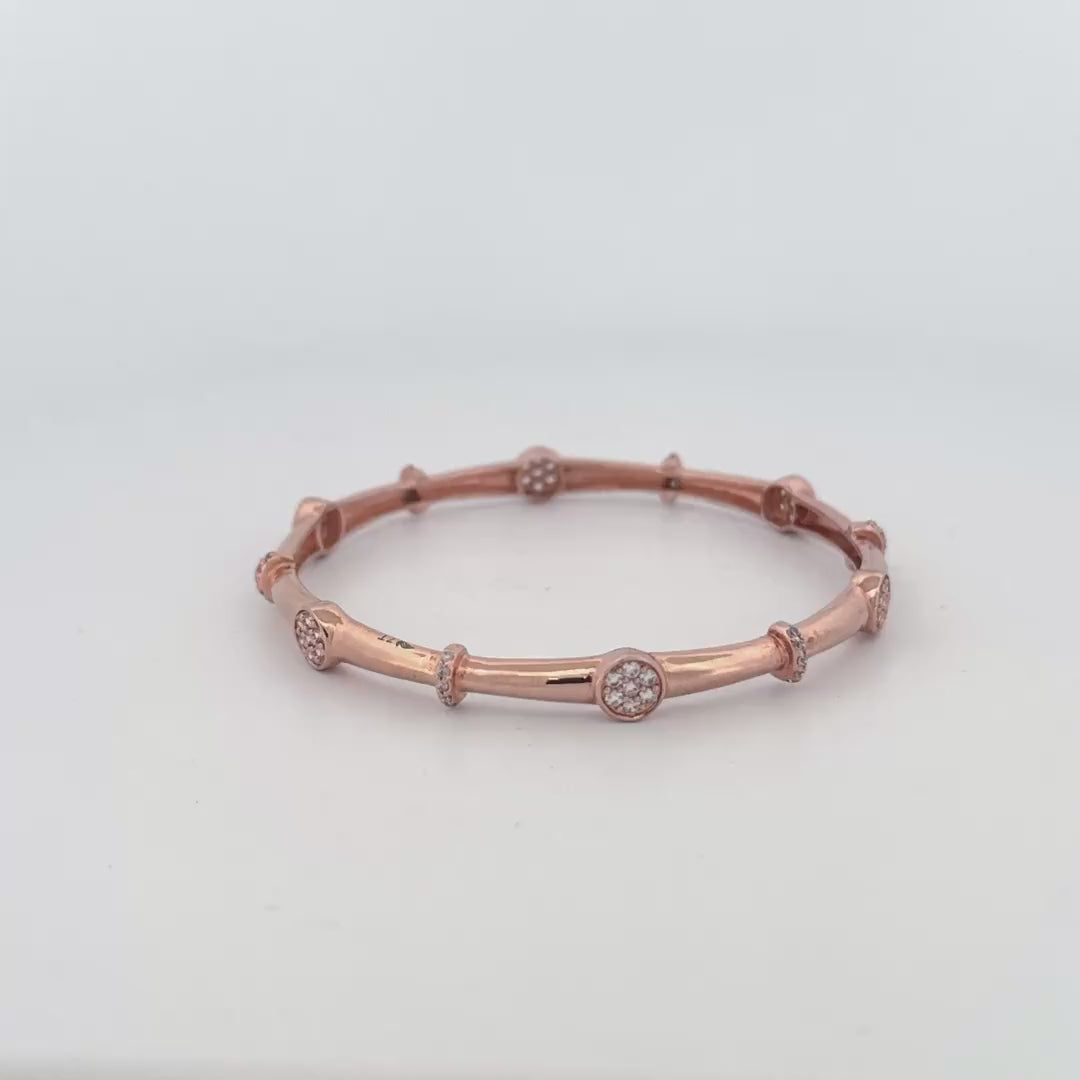 Rose Silver Bangle | Elegant Everyday Wear with White Stone