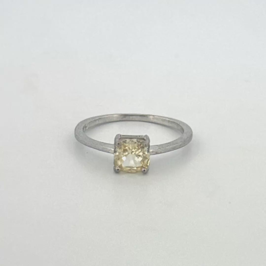 Silver Ring with Yellow Stone | Premium 925 Single Stone Ring
