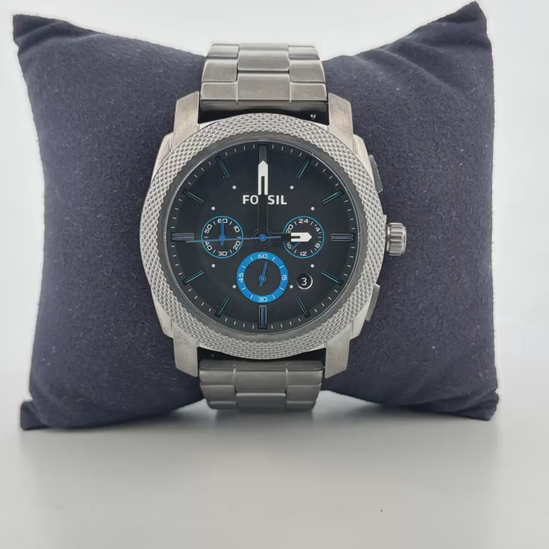 Fossil Machine Chronograph Watch | Gunmetal Men’s Chronograph with Knurled Bezel