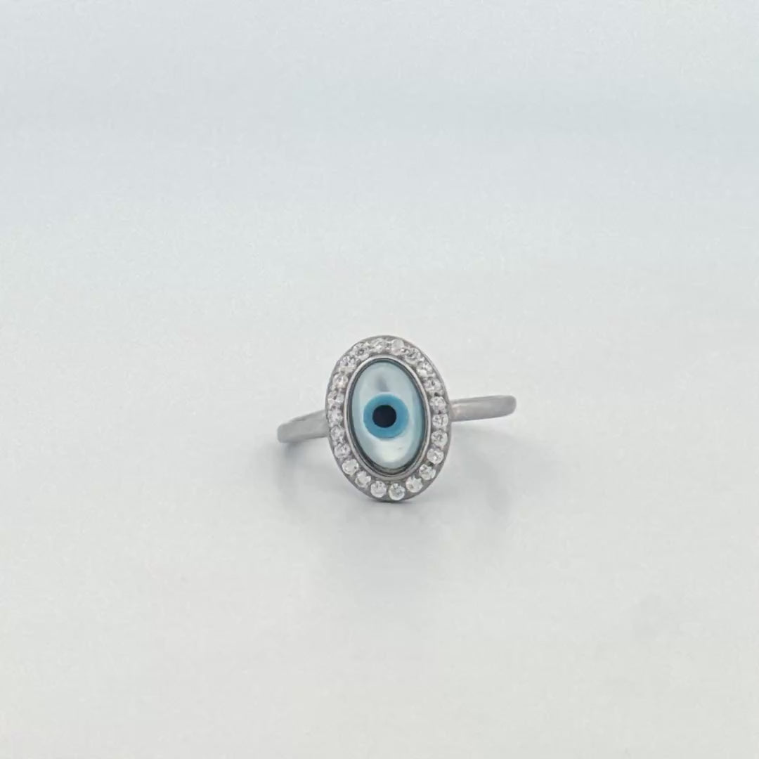 Evil Eye Toe Ring – 925 Sterling Silver Rhodium Plated Toe Ring with White Stones