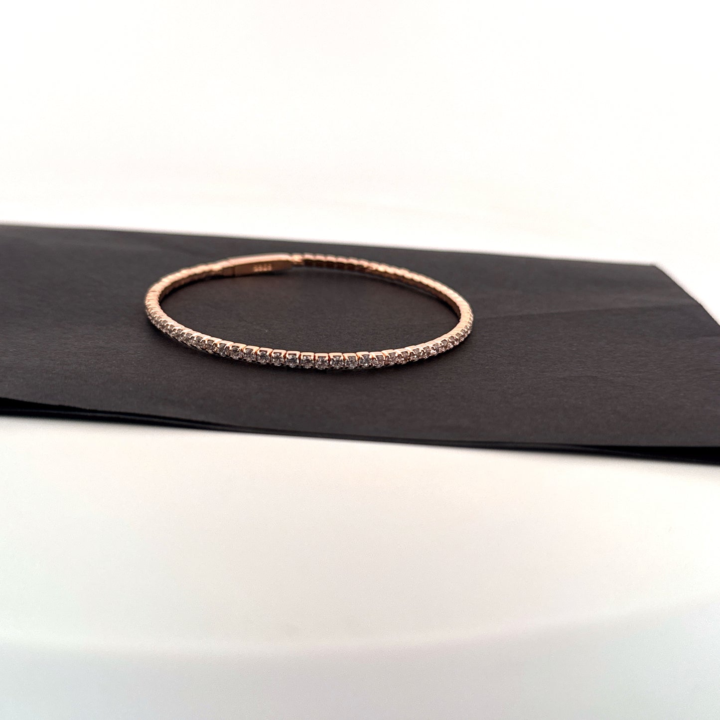 White AD full-eternity 925 silver rose gold tennis bangle — seamless everyday brilliance. - image 1