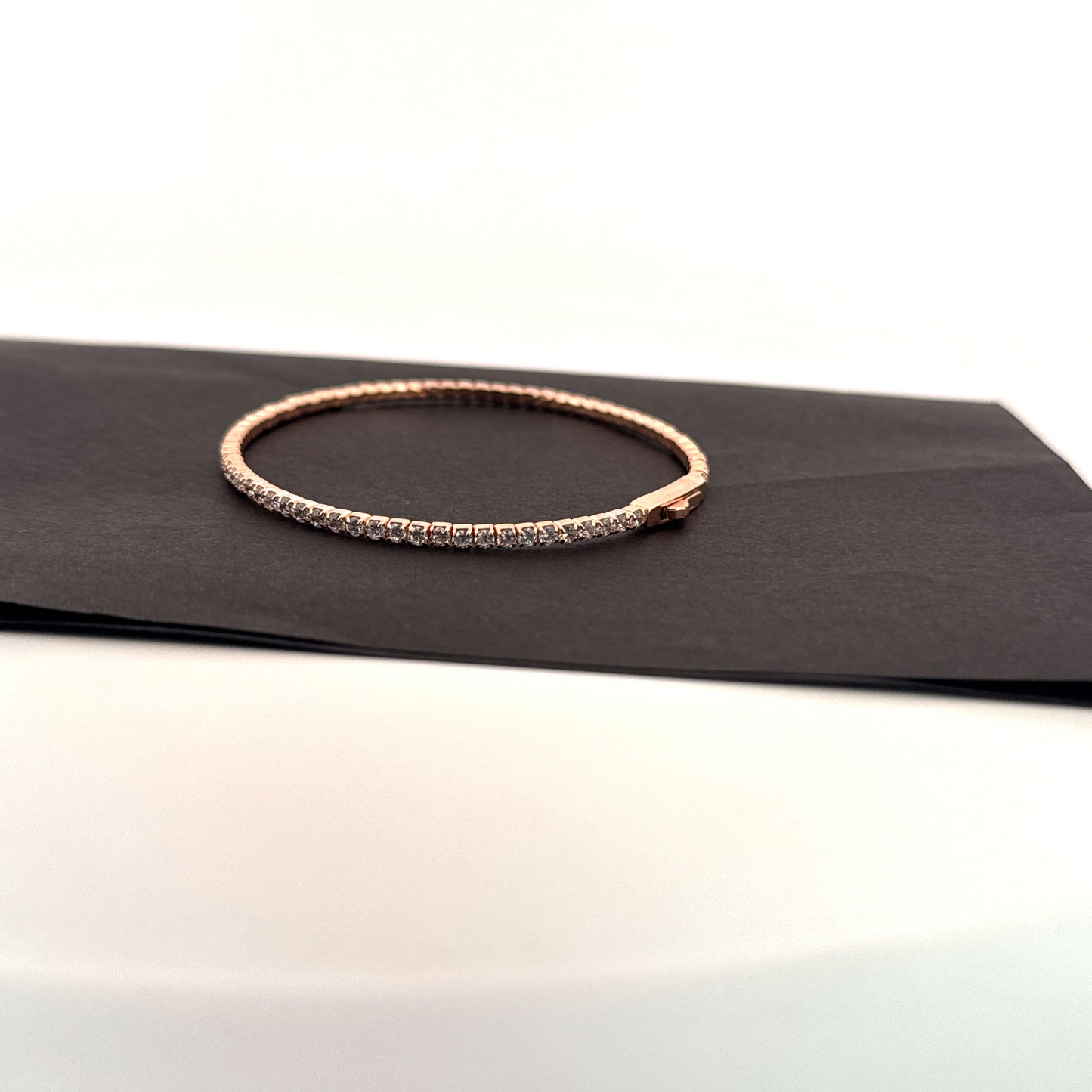 White AD full-eternity 925 silver rose gold tennis bangle — seamless everyday brilliance. - image 2