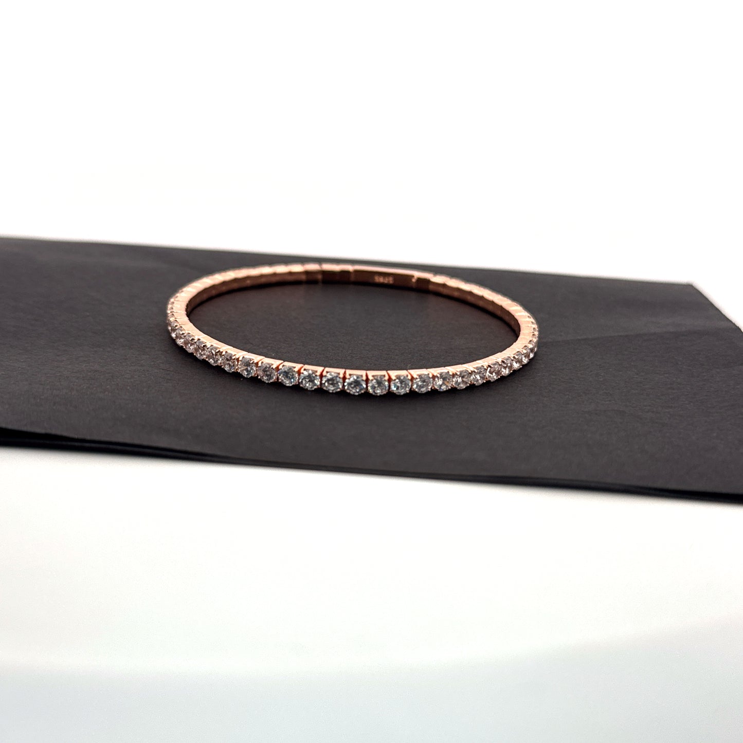 White AD full-eternity flex 925 silver rose gold bangle — seamless daily sparkle for her. - image 1