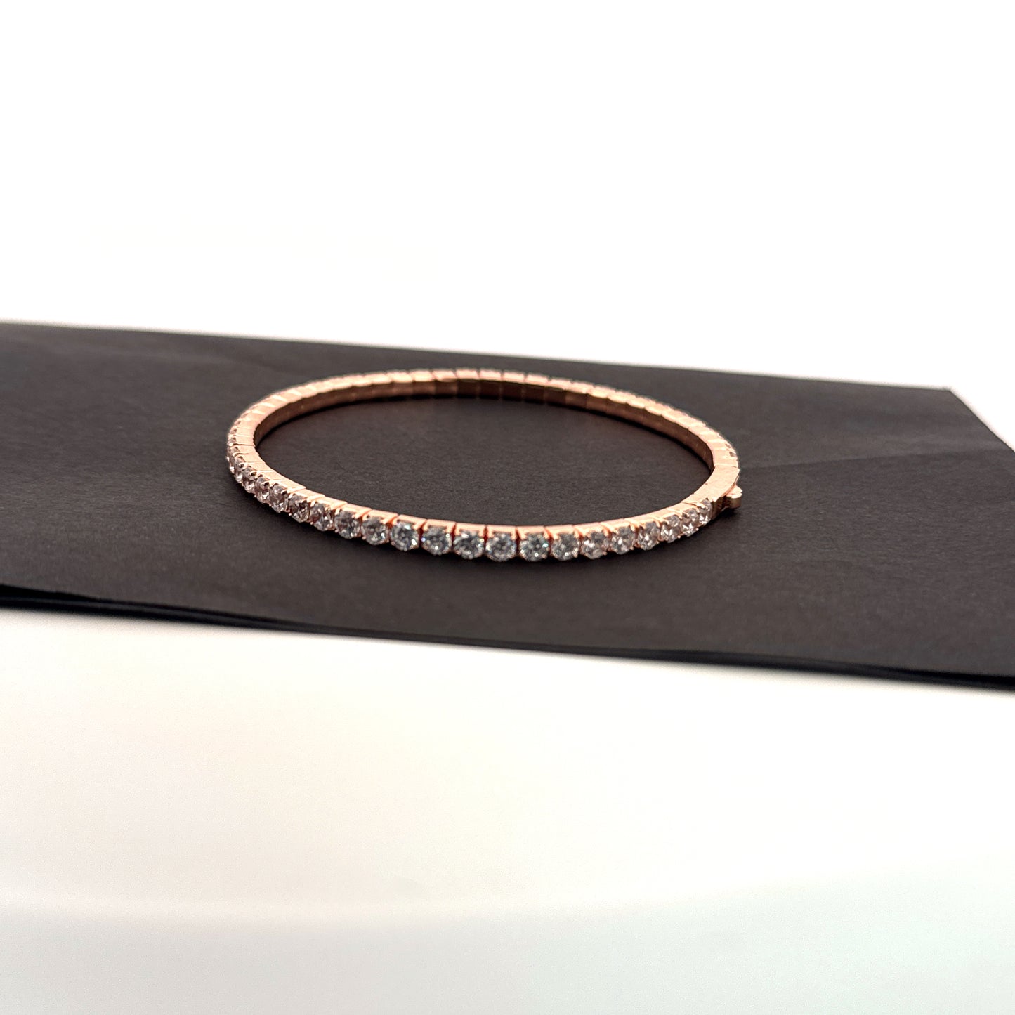 White AD full-eternity flex 925 silver rose gold bangle — seamless daily sparkle for her. - image 2