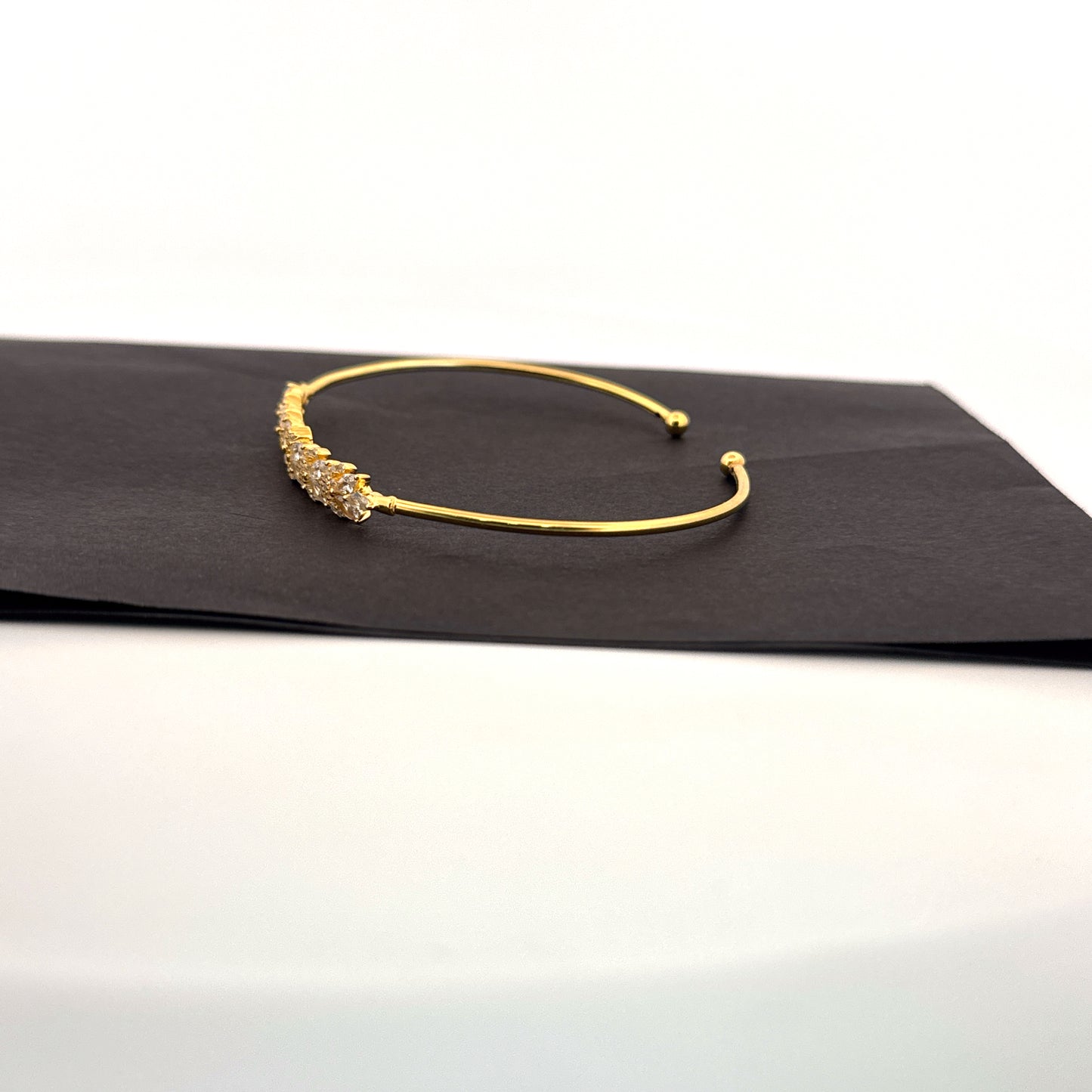 White AD marquise floral 925 silver gold cuff bangle — jewelled garden for festive gifting. - image 2