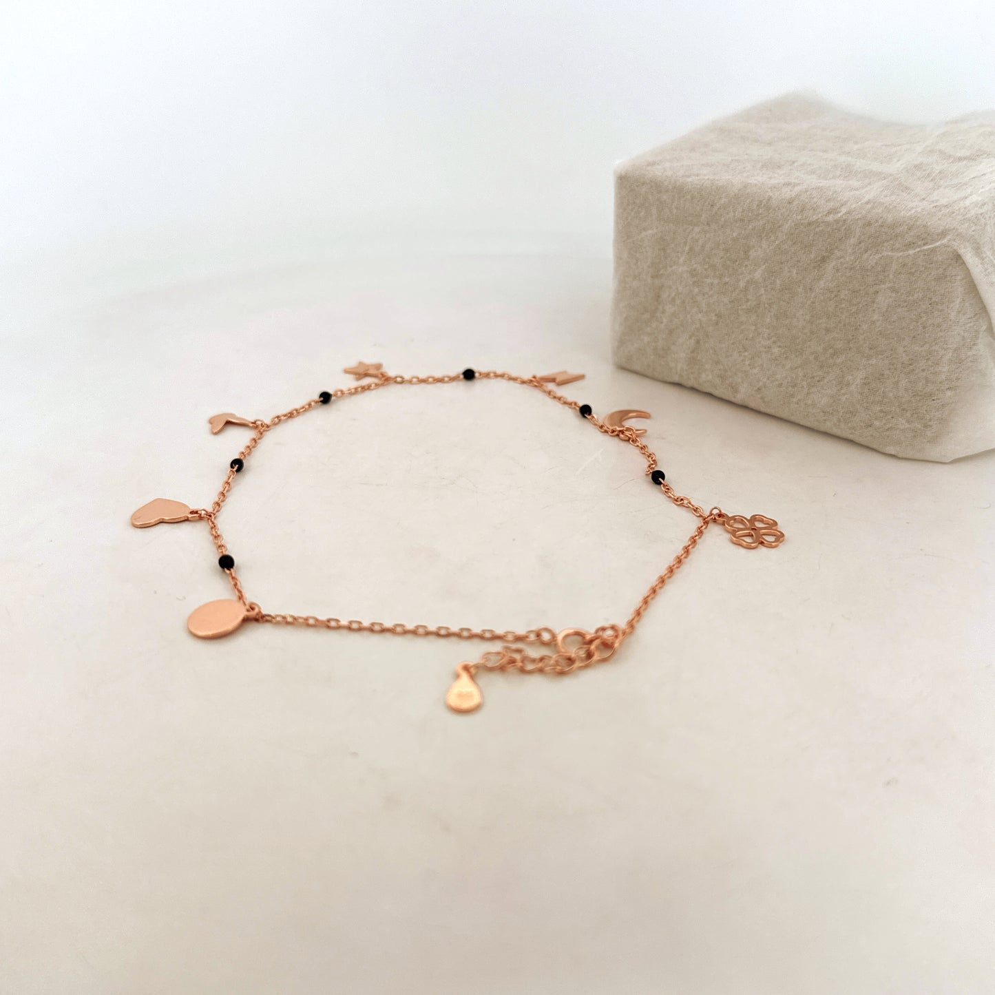 925 Sterling Silver Heart Charm Anklet | Elegant Rose-Tone Anklet For Party & Festive Styling - image 2
