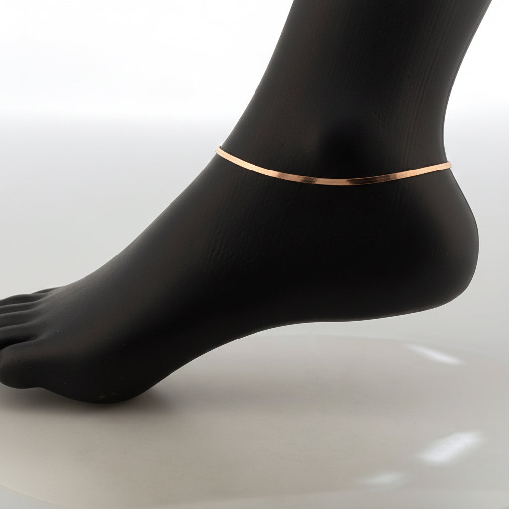 Rose Tone Plain Chain Silver Anklet for Women - image 1