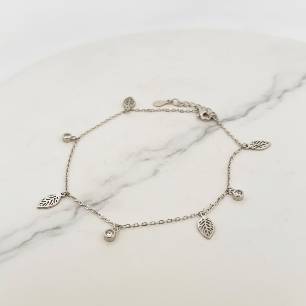 Sterling Silver AD Charm Anklet | Minimal Sparkling Silver Anklet For Gifting, Party Wear & Everyday Elegance - image 2