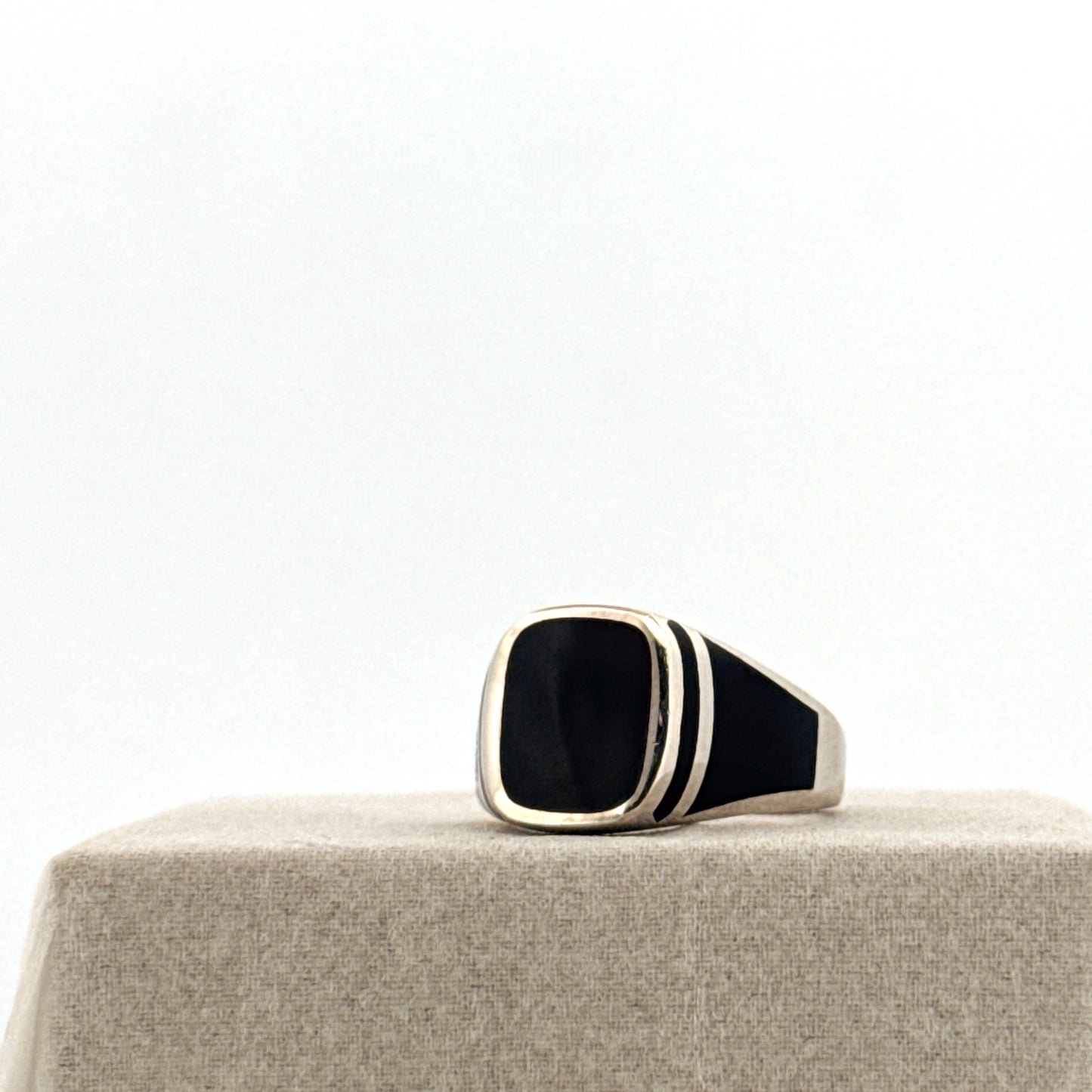 Classic Enamel 925 Silver Ring for Men | Rhodium-Plated Italian Design - image 1