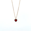 Elegant Red Enamel Heart Necklace | 925 Silver Gold Plated Pendant